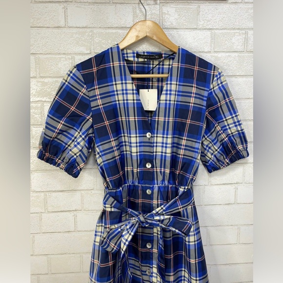 NEW ZARA CHECKERED PRINT DRESS - Picture 4 of 7